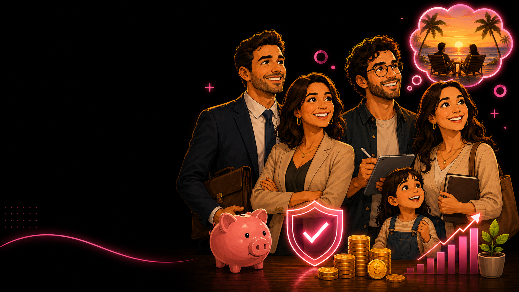 Familia proyectando su patrimonio y futuro financiero